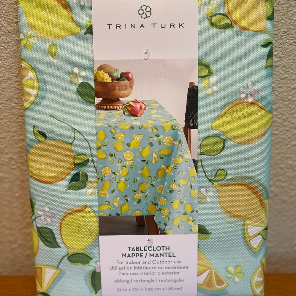 Trina Turk Lemon Tablecloth, 52" x 70" Oblong, Indoor/Outdoor, Lemon Tablecloth